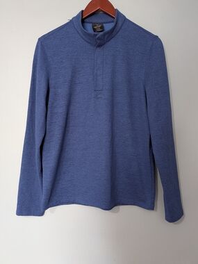 Kyodan Men's Heather Blue Activewear Pullover Mock Neck Snap-button Placket